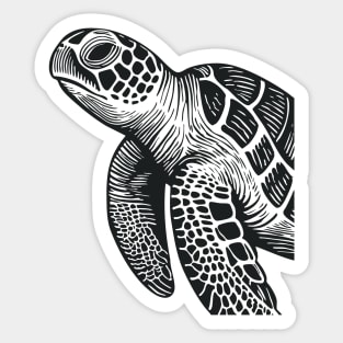 Serene Sea Turtle Linocut Print for Calming Ocean Nursery Decor Sticker
